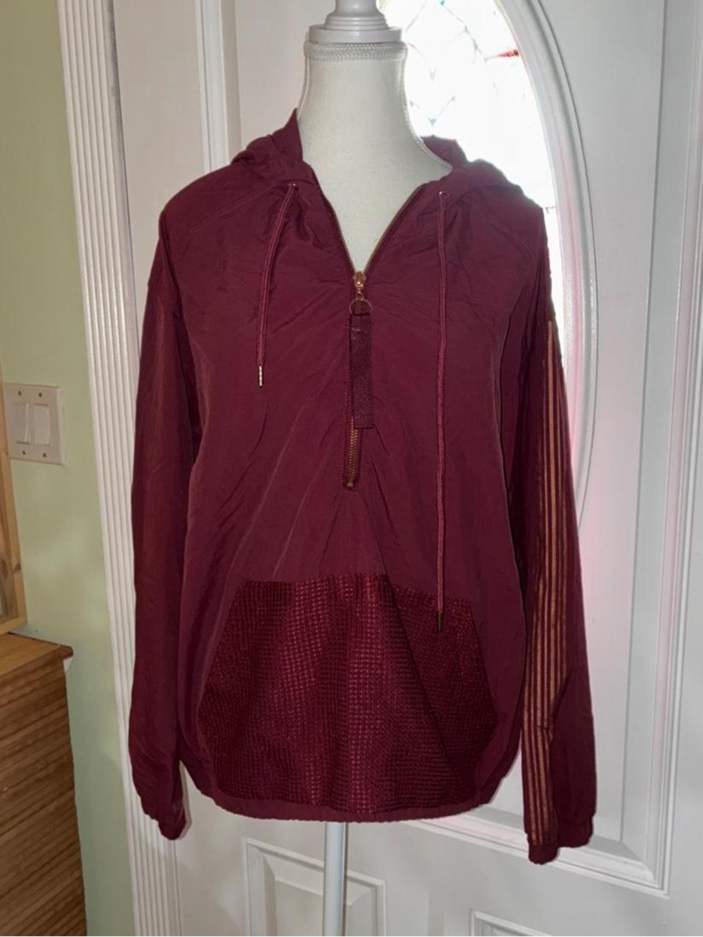 Ashley By 26 International Burgundy Half-Zip Hooded Pullover